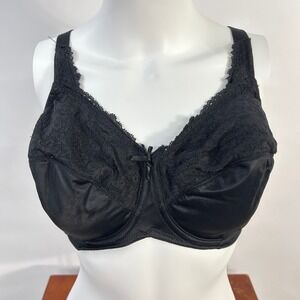 Lilyette 0428 Minimizer Bra 36DDD Black Lace Underwire Romantic Dark Feminine